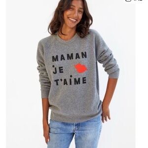 Clare V Heather Gray Graphic Sweater